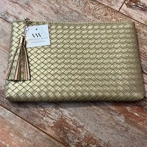 NWT VIRGINIA WOLF Gold Clutch
